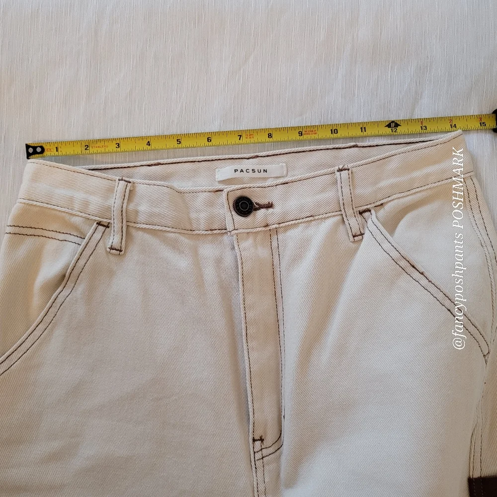 PACSUN carpenter pants size approx 29 color bone contrast thread detail - Picture 9 of 15
